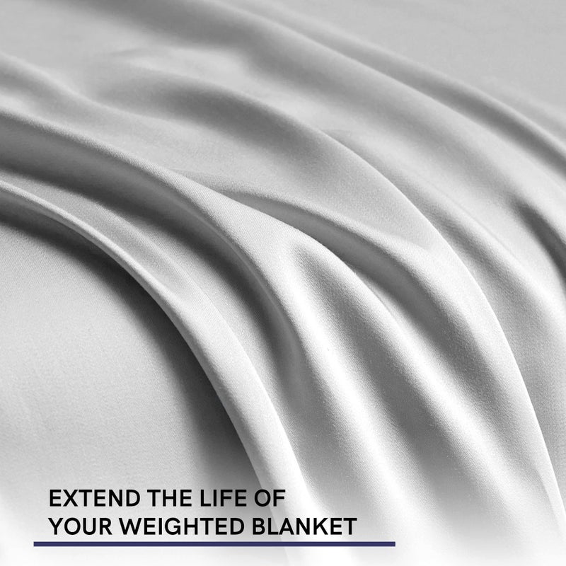 YnM Cooling Duvet Cover for Weighted Blankets with 8 Strings (Light Grey, 80"x87") - Image 4